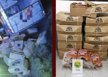 Sujeira em placas chama a atenção da polícia no Paraná e nervosismo do motorista leva à descoberta de 320 kg de alimentos saqueados