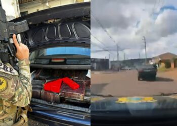 VÍDEO: motorista tenta fugir, polícia persegue carro por 4 km e policiais encontram porta-malas lotado de maconha, no PR